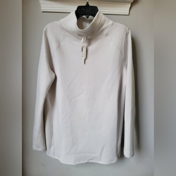 NWT SPANX Air Essentials Cowl Neck Pullover White Cloud Size Large - Picture 1 of 11